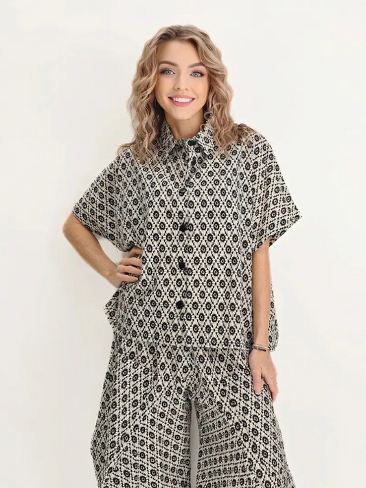 Dress to Kill- Cappy Shirt- Cream/ Black