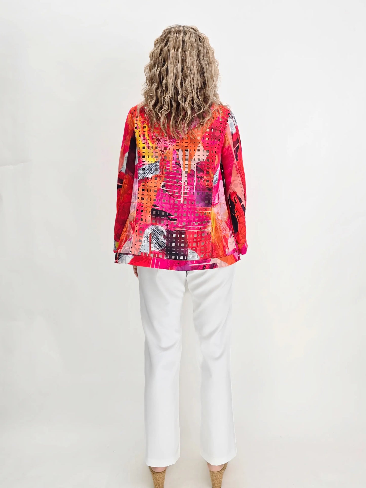 Lemon Grass- Stand Collar Reversible Jacket/ Rose