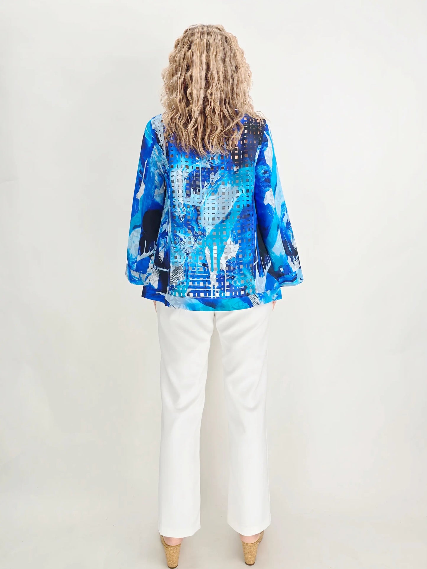 Lemon Grass- Stand Collar Reversible Jacket/ Blue