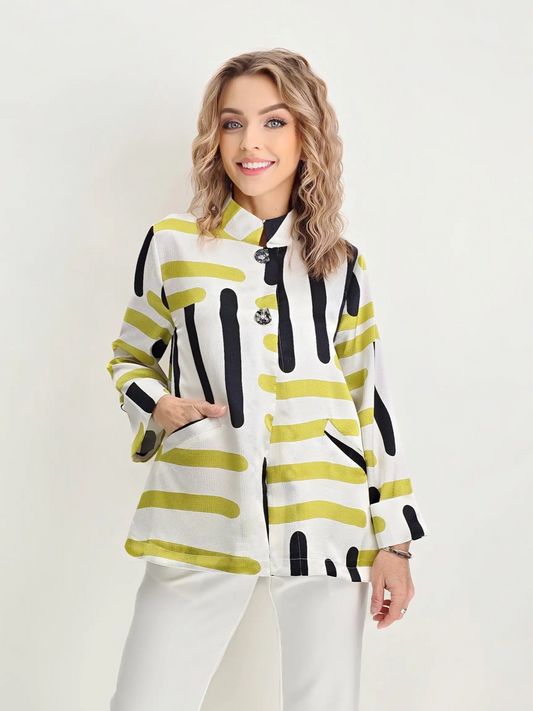 Lemon Grass- Abstract Print Jacket
