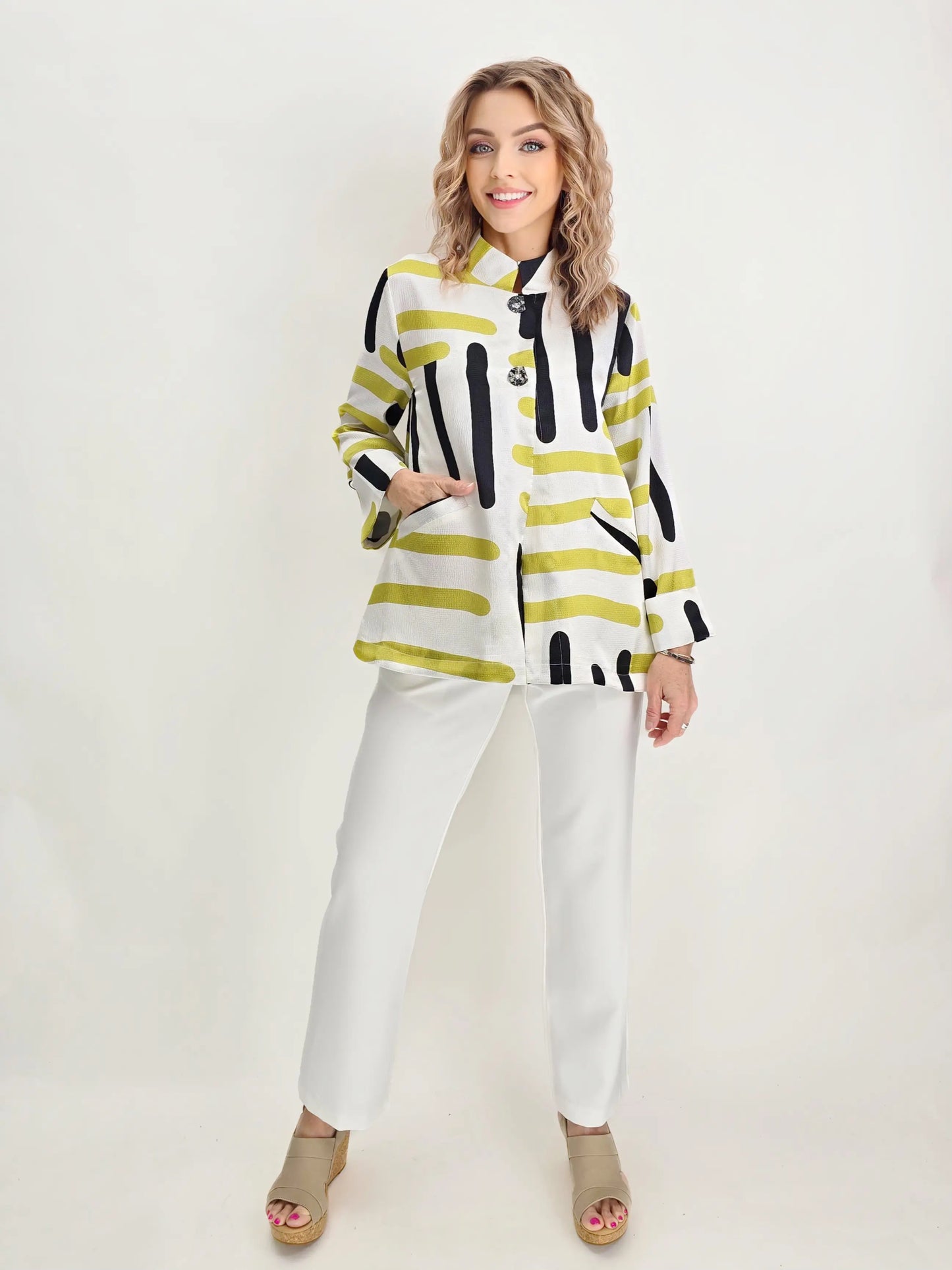 Lemon Grass- Abstract Print Jacket