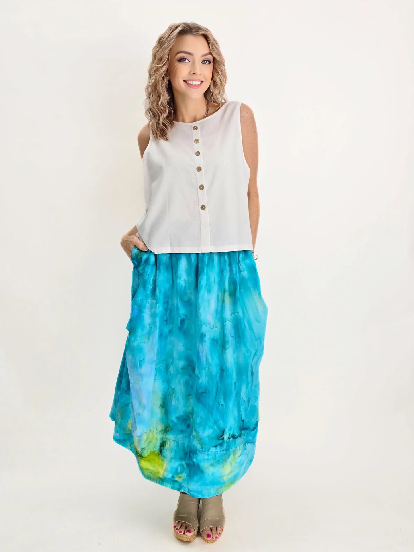 Narenee Designs- Ocean Light Hand-Dyed Cotton Skirt