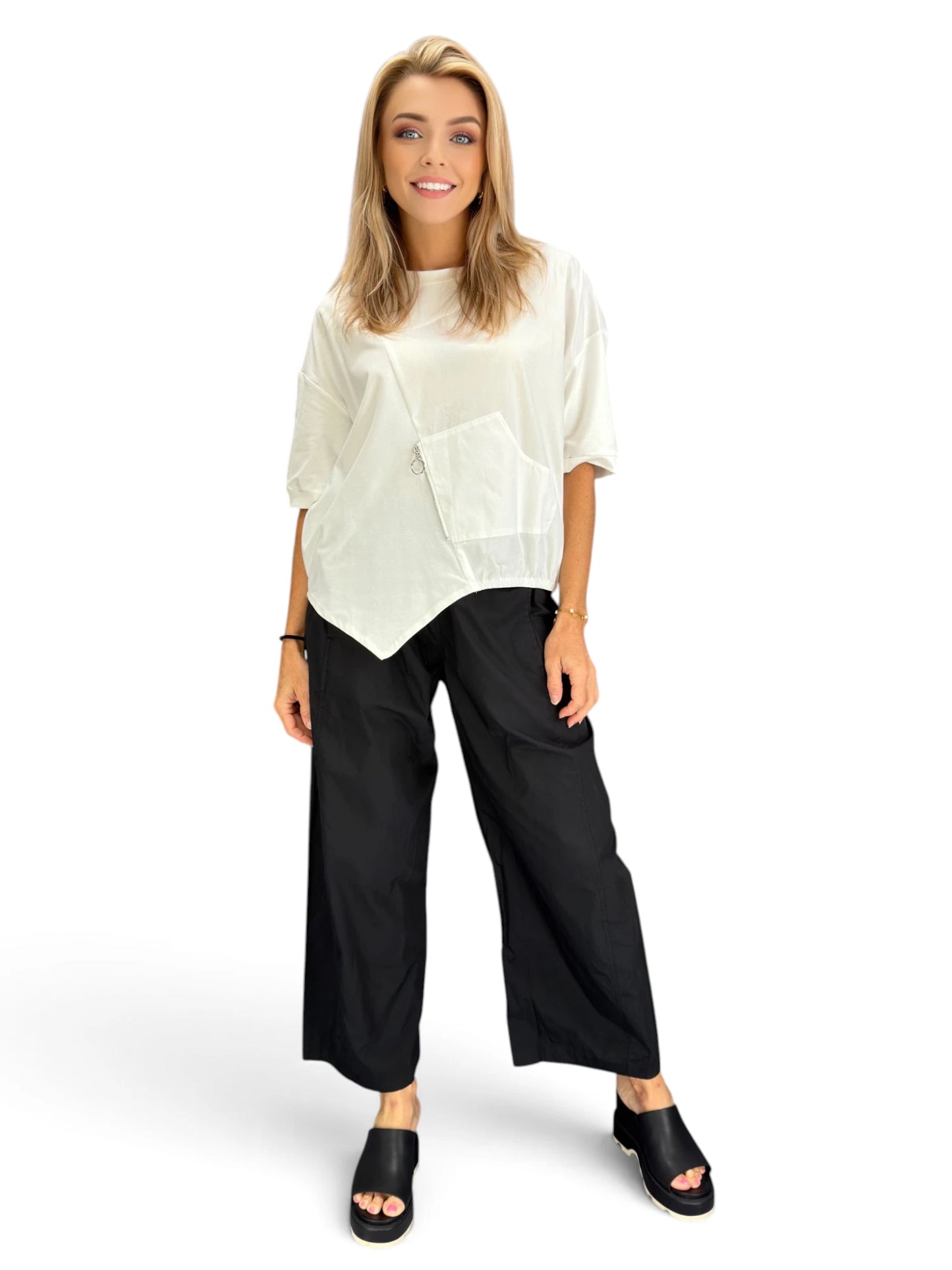 Mia Collection- Asymmetrical Pocket Top