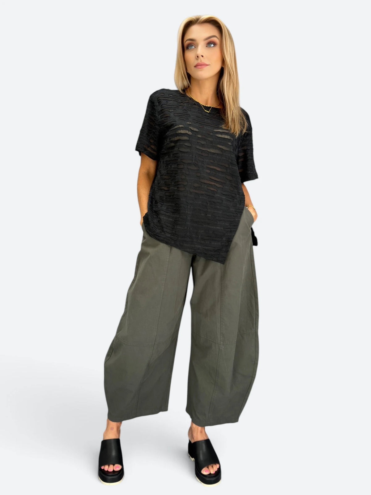 Mia Collection- Textured Black Top
