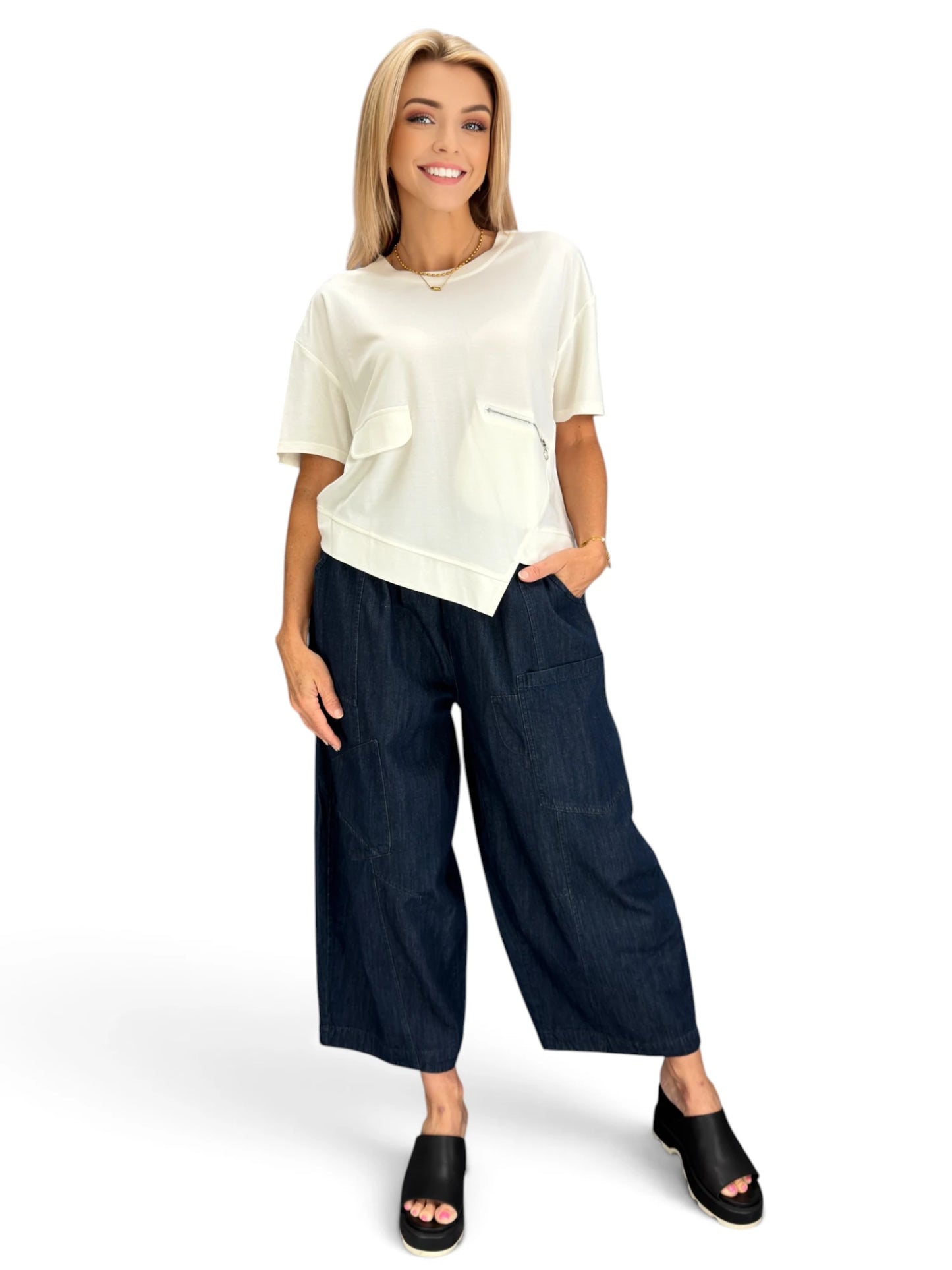 Mia Collection- Asymmetrical Pocket Top