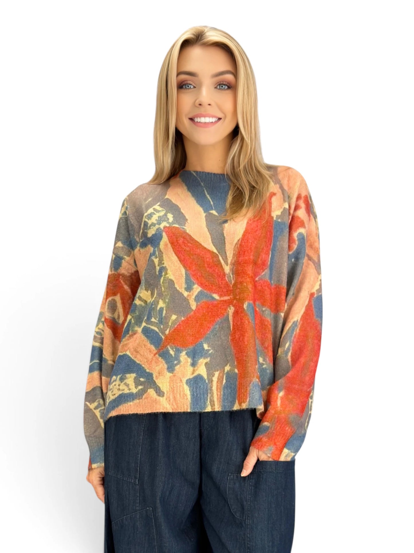 BELLA BLUE - Floral Art Sweater