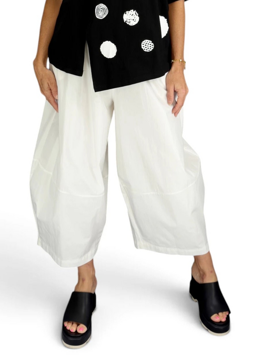 Mia Collection- Easy White Barrel Pants