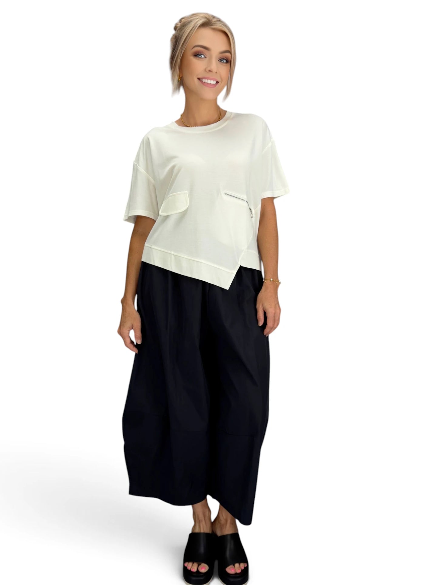 Mia Collection- Asymmetrical Pocket Top