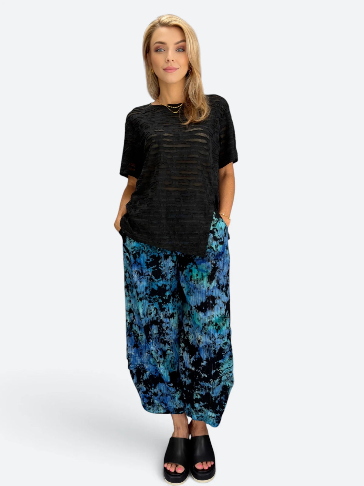 Narenee Designs- Ice-Dyed Cotton Blend Pants