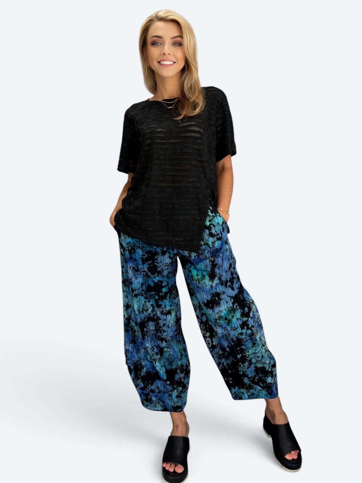 Narenee Designs- Ice-Dyed Cotton Blend Pants