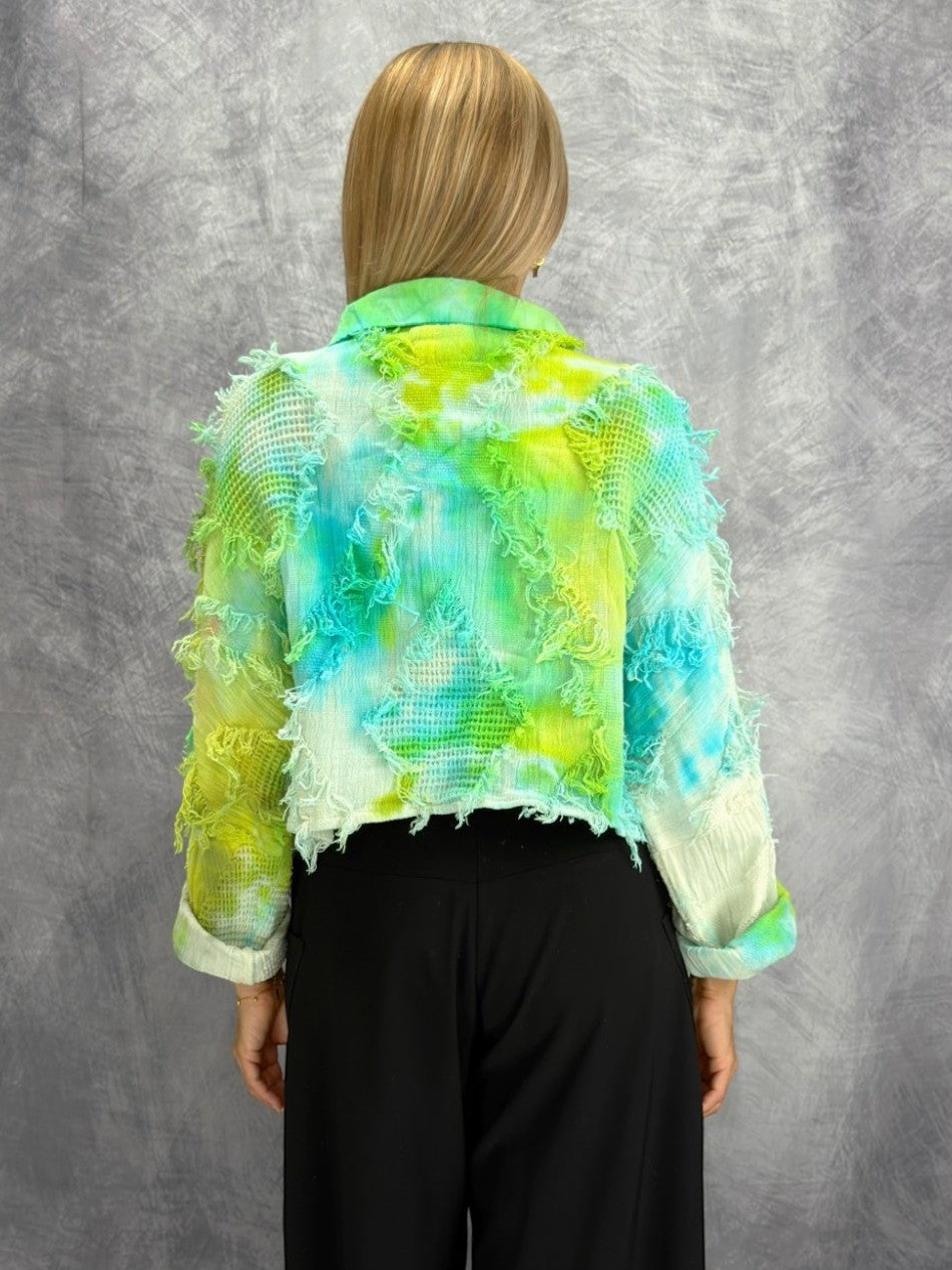 Narenee Designs- Sunset Drift Ice-Dyed Cropped Shirt/Jacket
