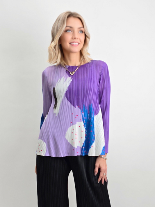 Mia Collection- Pleated L/S Top