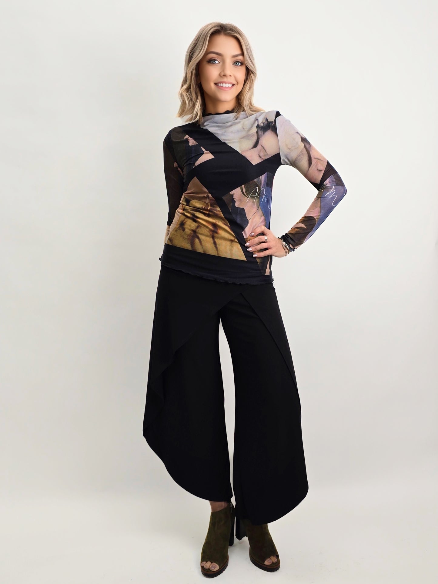 Focus by JJ - Asymmetrical Hem Wrapped Pant