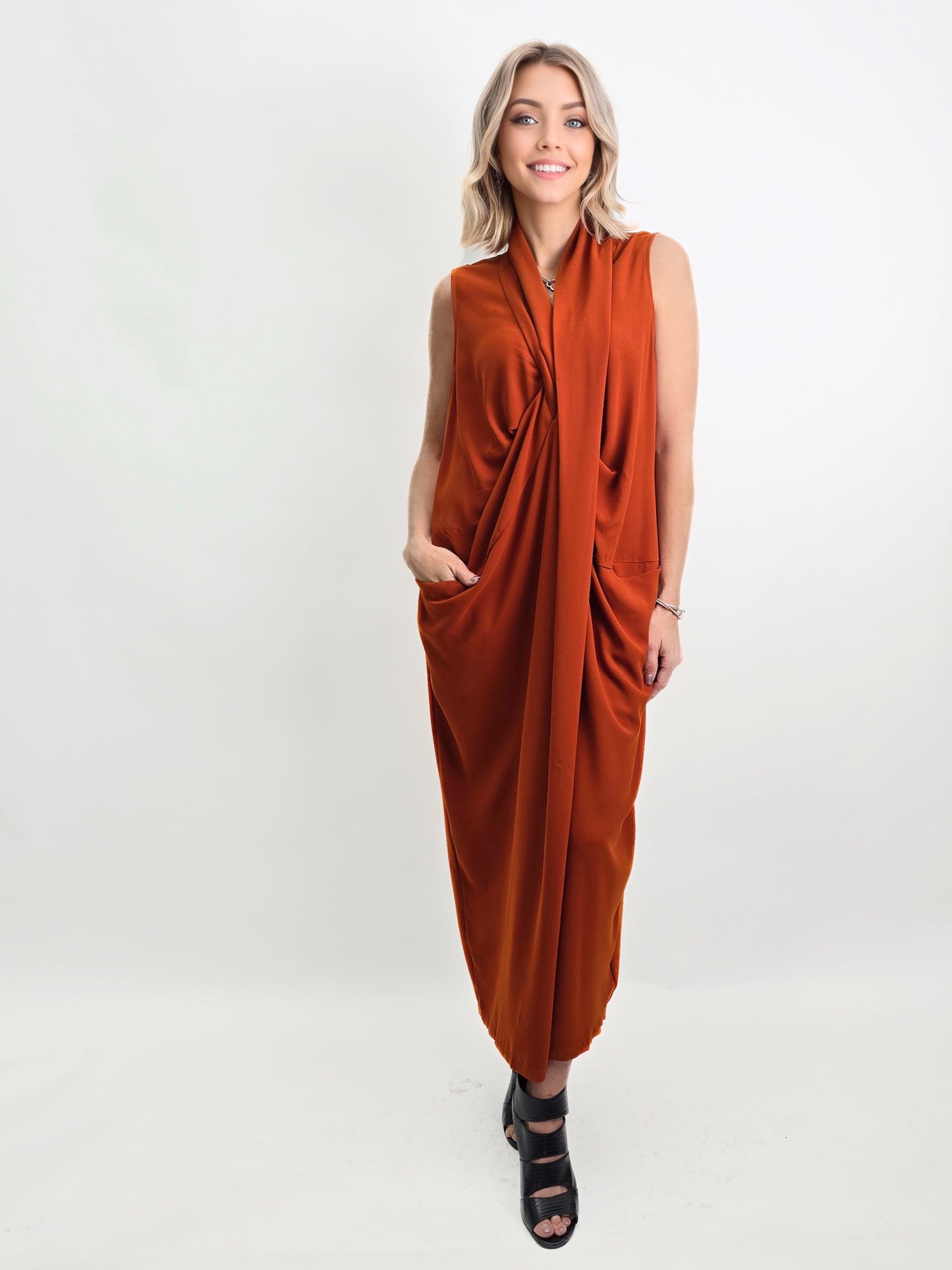 Mia Collection- Paris Dress/ Burnt Orange