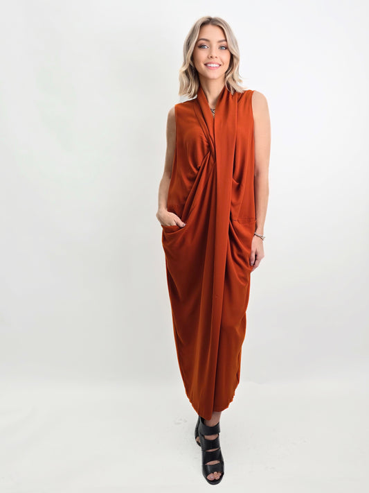 Mia Collection- Paris Dress/ Burnt Orange