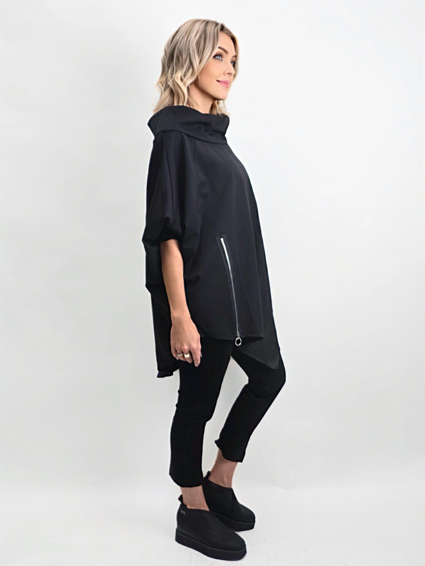 Mia Collection- Black Cowl Neck Top