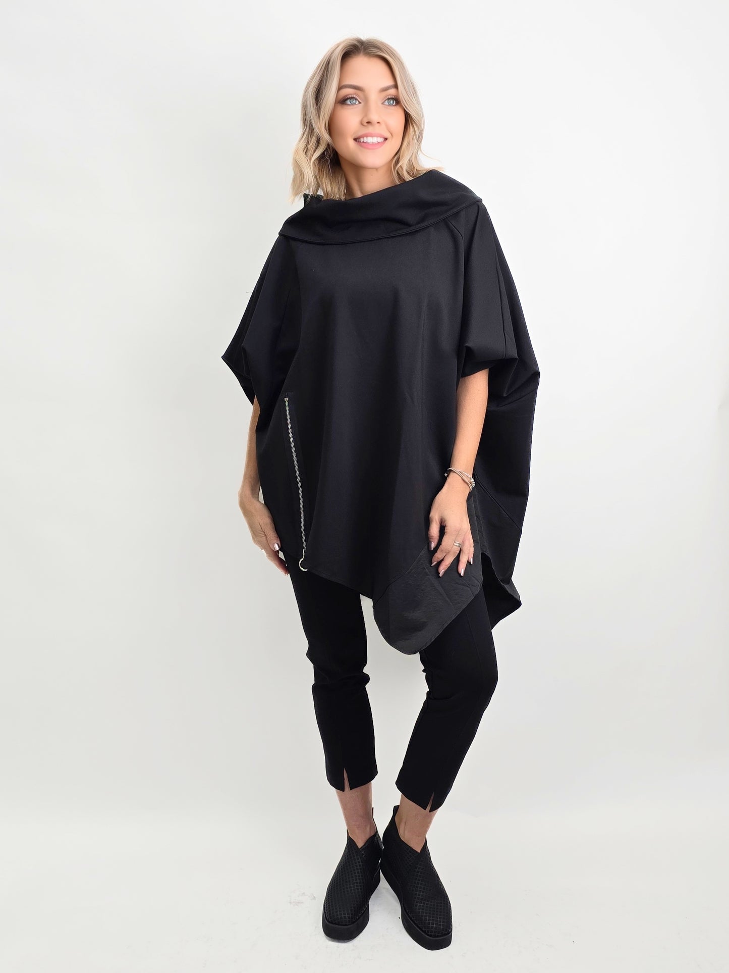 Mia Collection- Black Cowl Neck Top