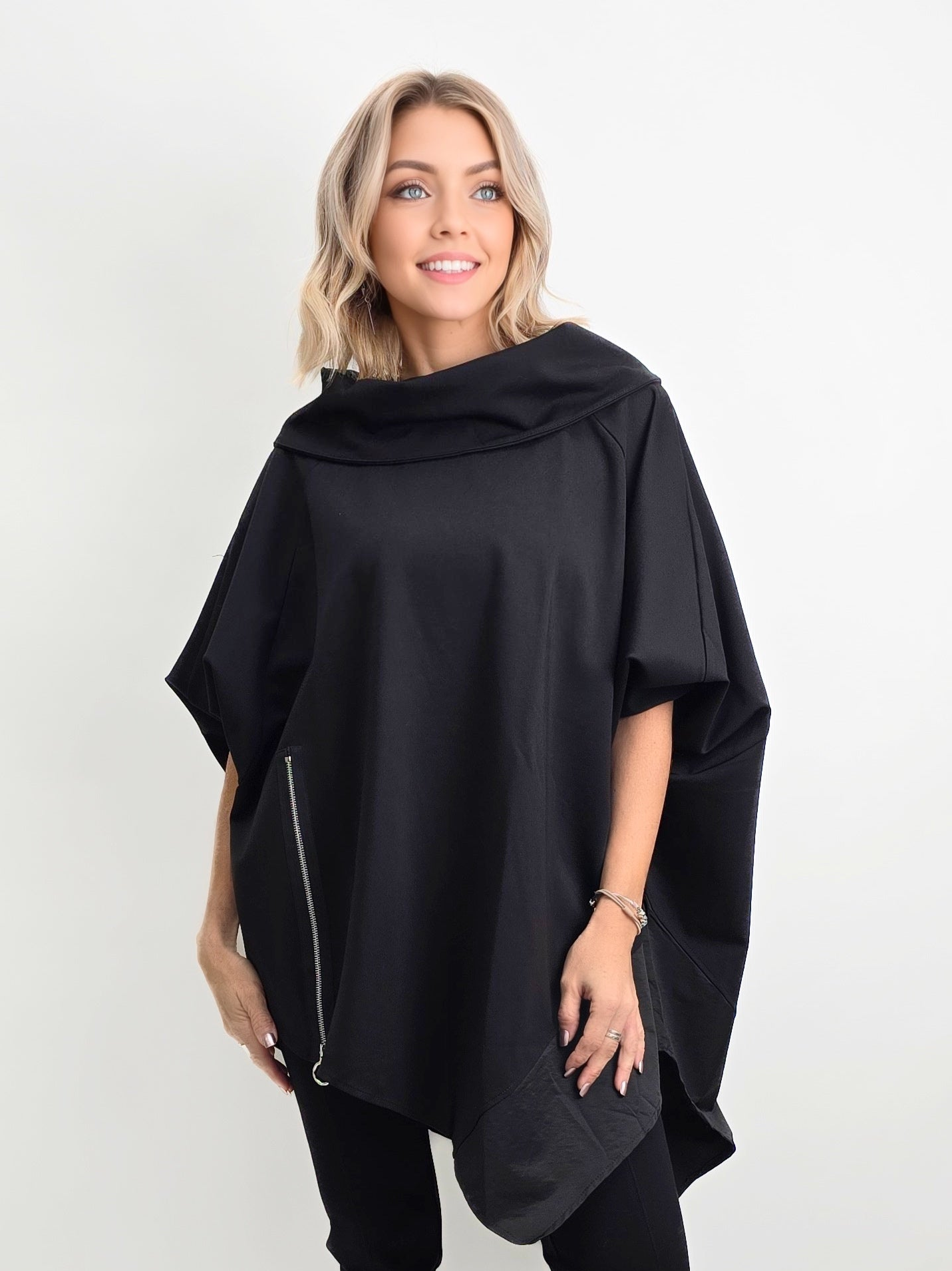 Mia Collection- Black Cowl Neck Top