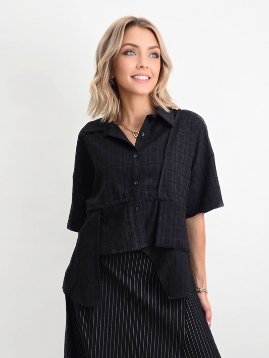 Mia Collection- Drawstring Blouse