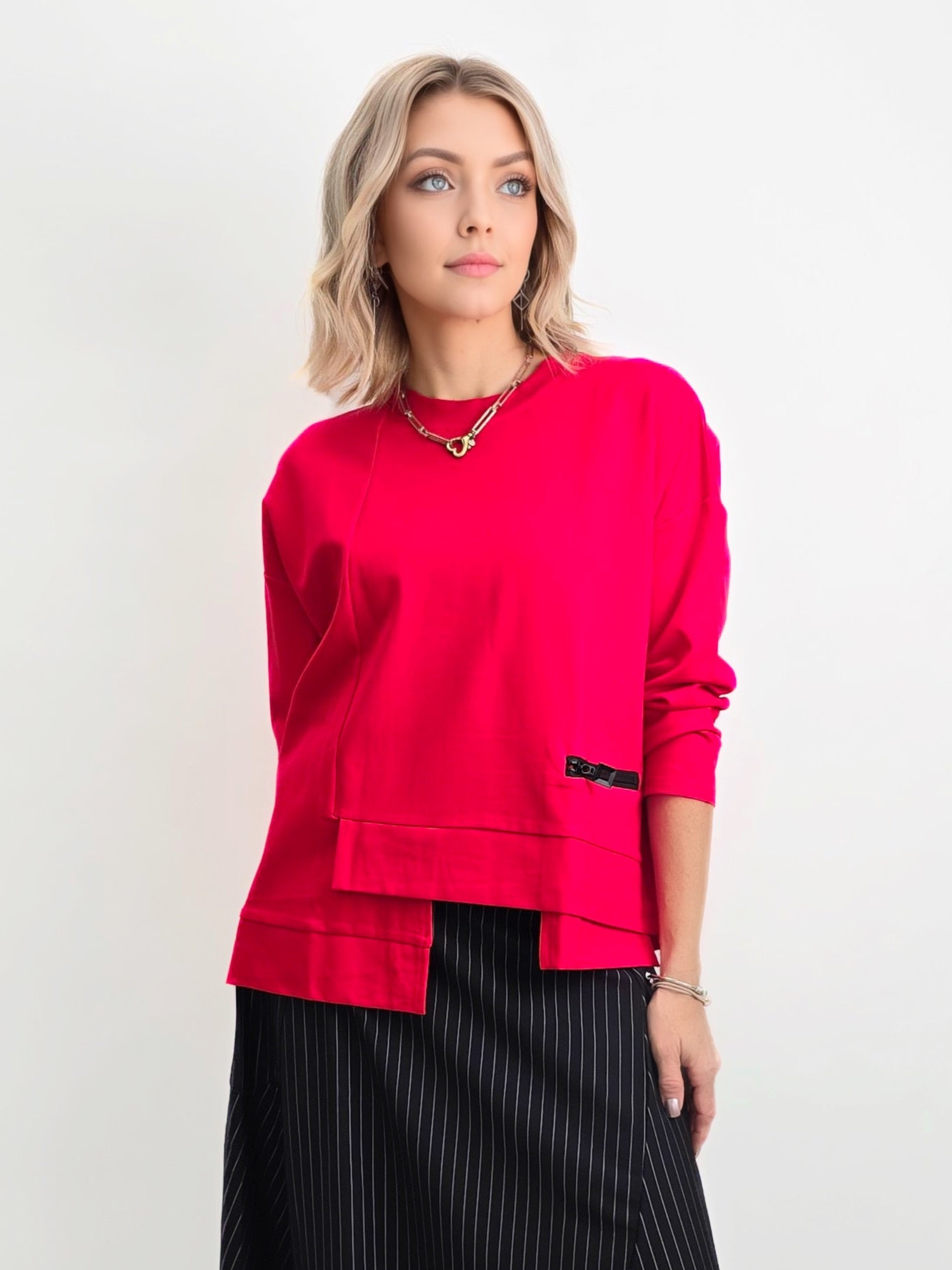 Mia Collection-Pocket Red Top