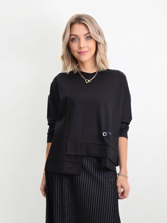 Mia Collection-Pocket Black Top