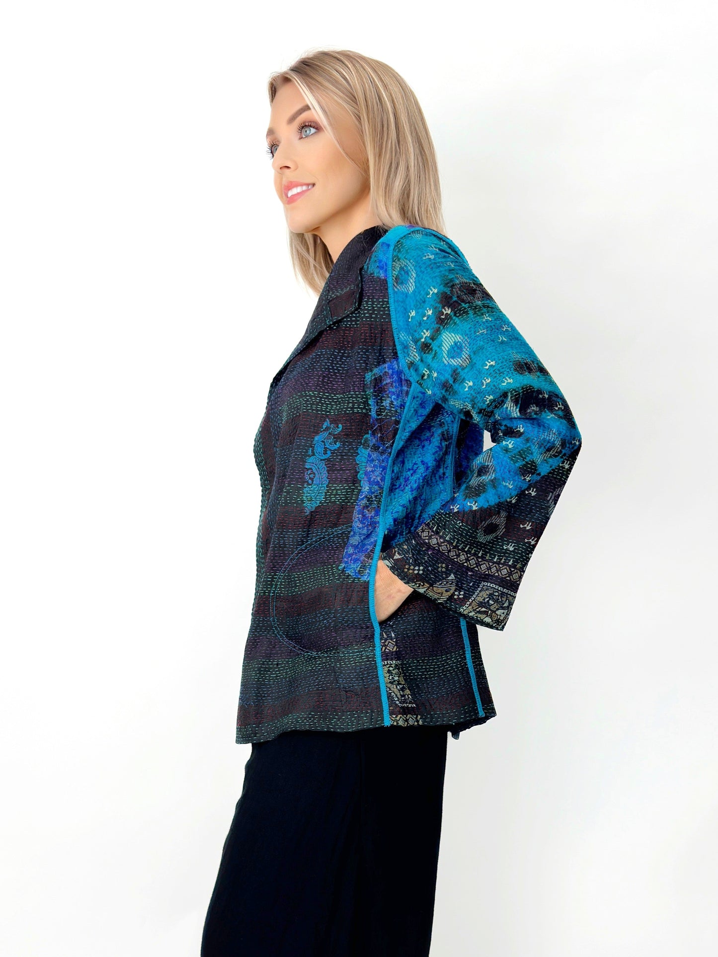 Mieko Mintz- Tie Dye Circle Shibori Kantha Short Jacket