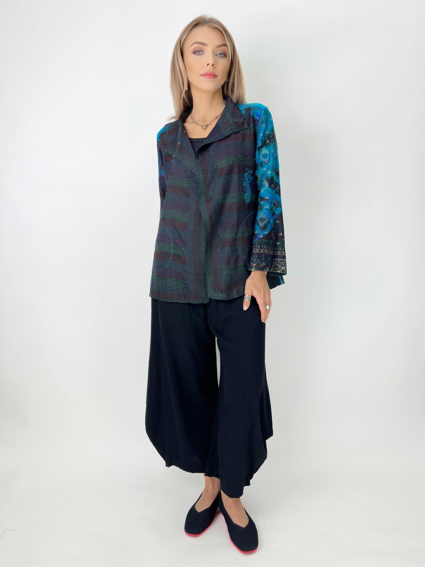Mieko Mintz- Tie Dye Circle Shibori Kantha Short Jacket