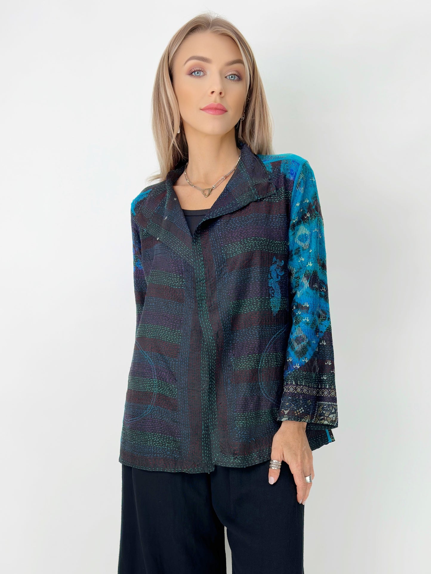 Mieko Mintz- Tie Dye Circle Shibori Kantha Short Jacket
