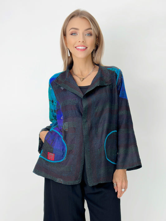 Mieko Mintz- Tie Dye Circle Shibori Kantha Short Jacket