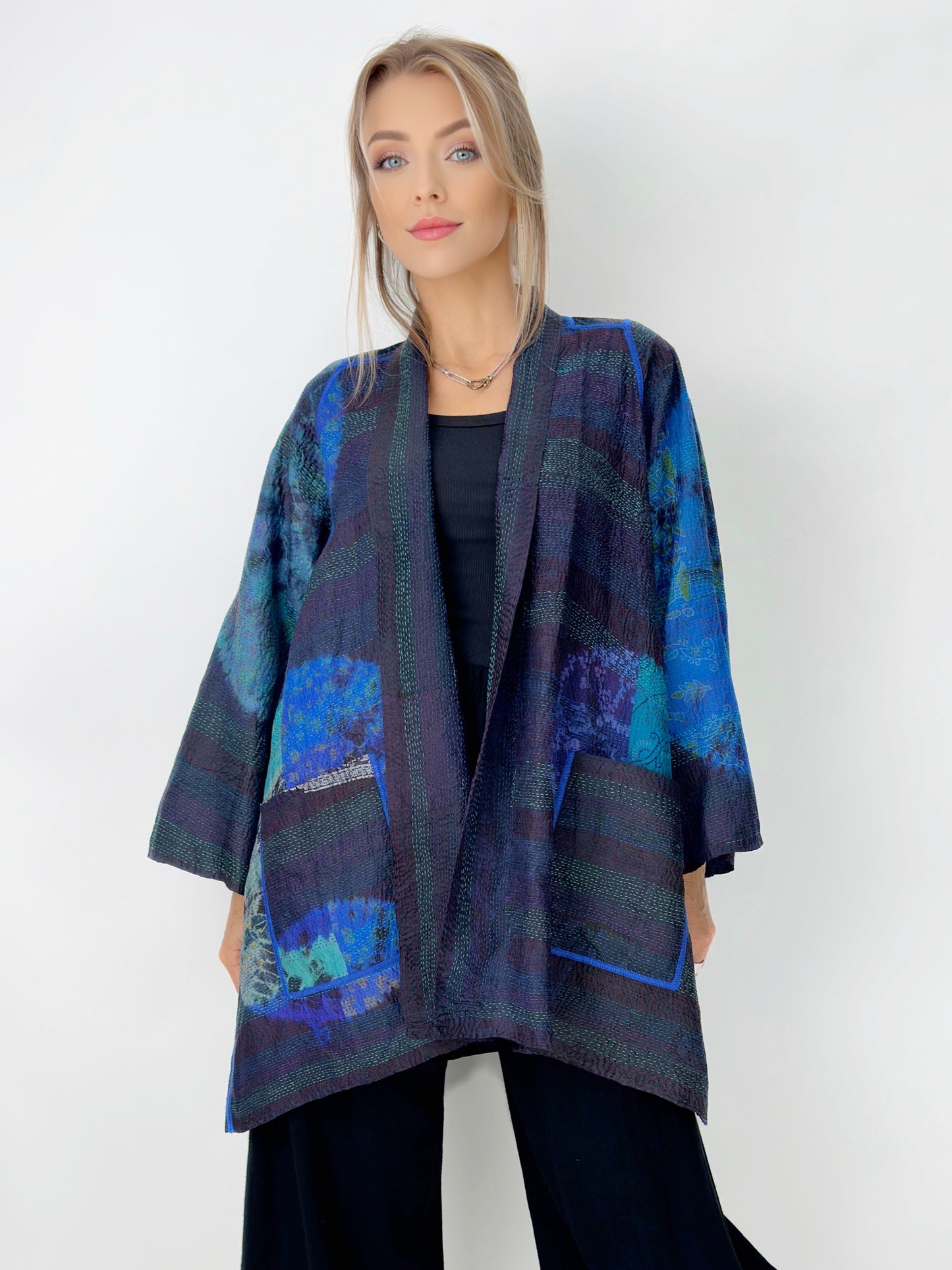 Mieko Mintz- Tie Dye Circle Shibori Kantha A-Line jacket