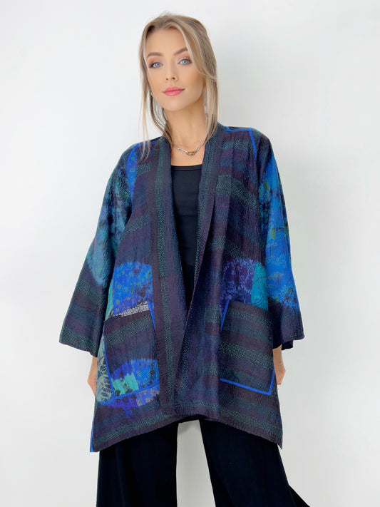 Mieko Mintz- Tie Dye Circle Shibori Kantha A-Line jacket