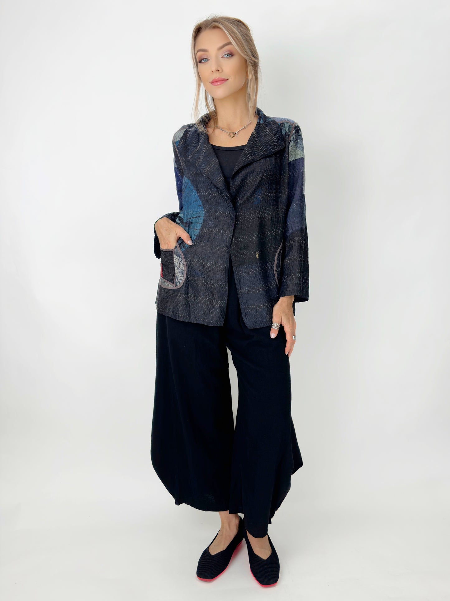 Mieko Mintz- Tie Dye Circle Shibori Kantha Short Jacket