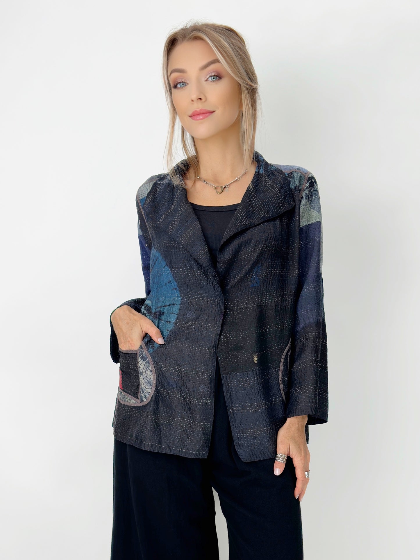 Mieko Mintz- Tie Dye Circle Shibori Kantha Short Jacket