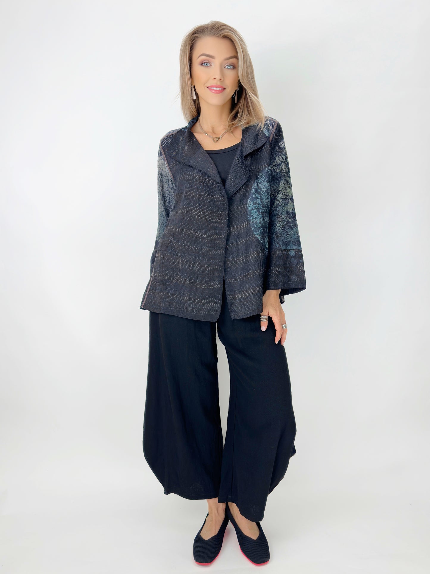 Mieko Mintz- Tie Dye Circle Shibori Kantha Short Jacket