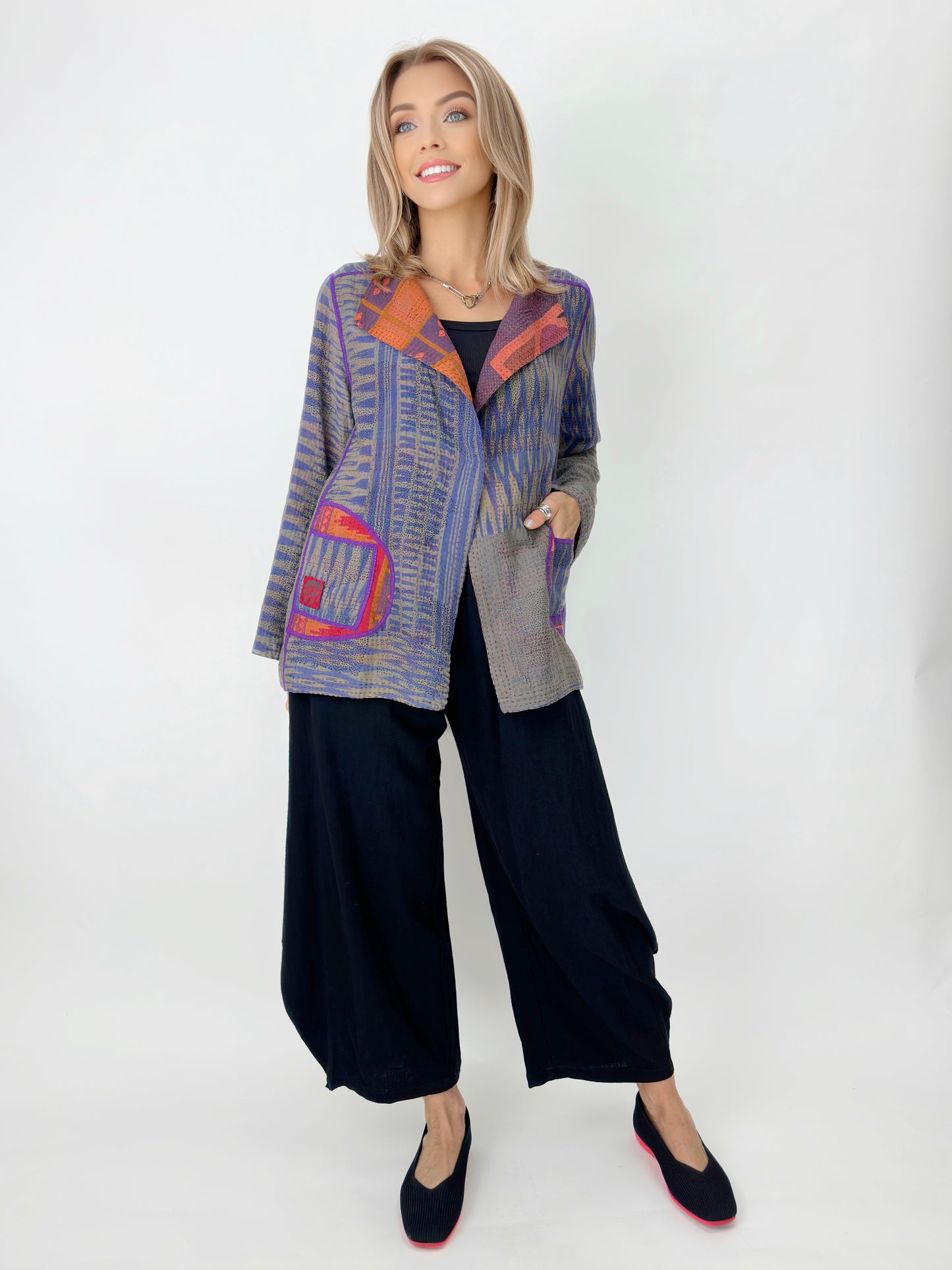 Mieko Mintz- Cotton Overdye Kantha Short Jacket