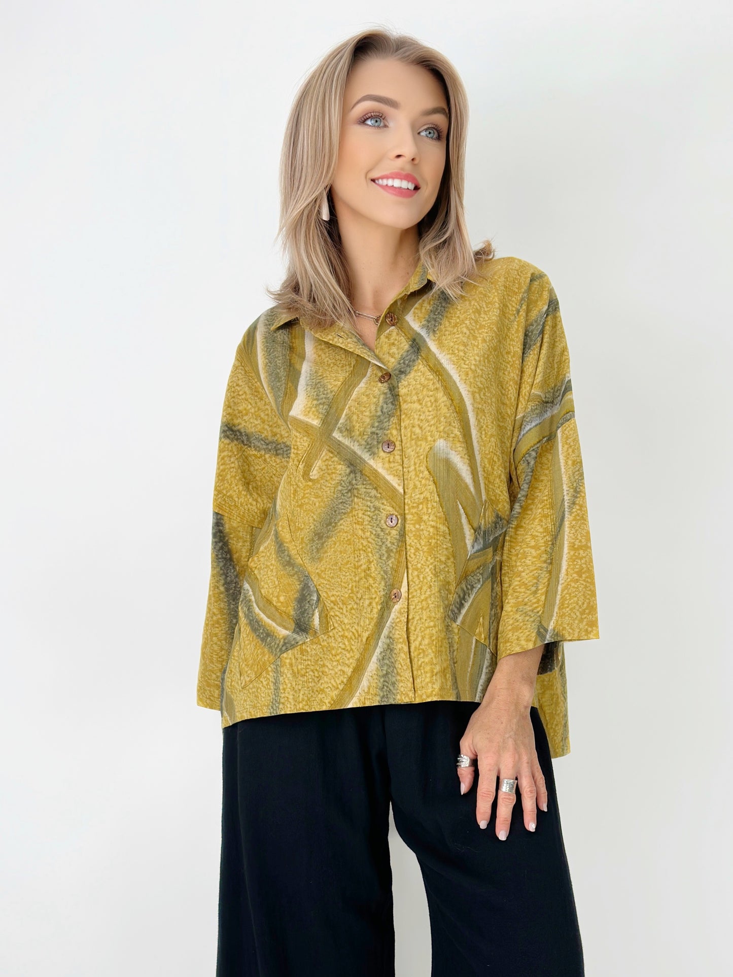 Raksa- Abstract Magenta Brushstroke Shirt