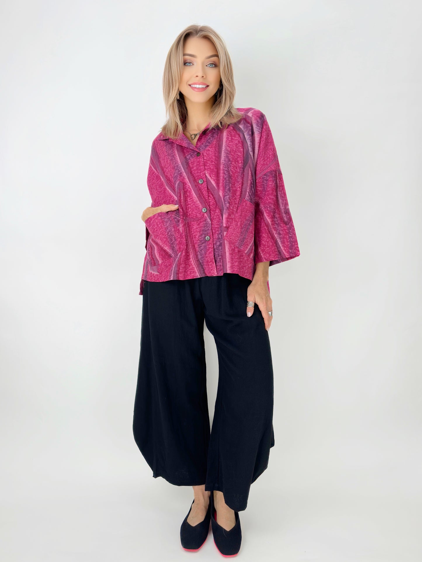 Raksa- Abstract Magenta Brushstroke Shirt
