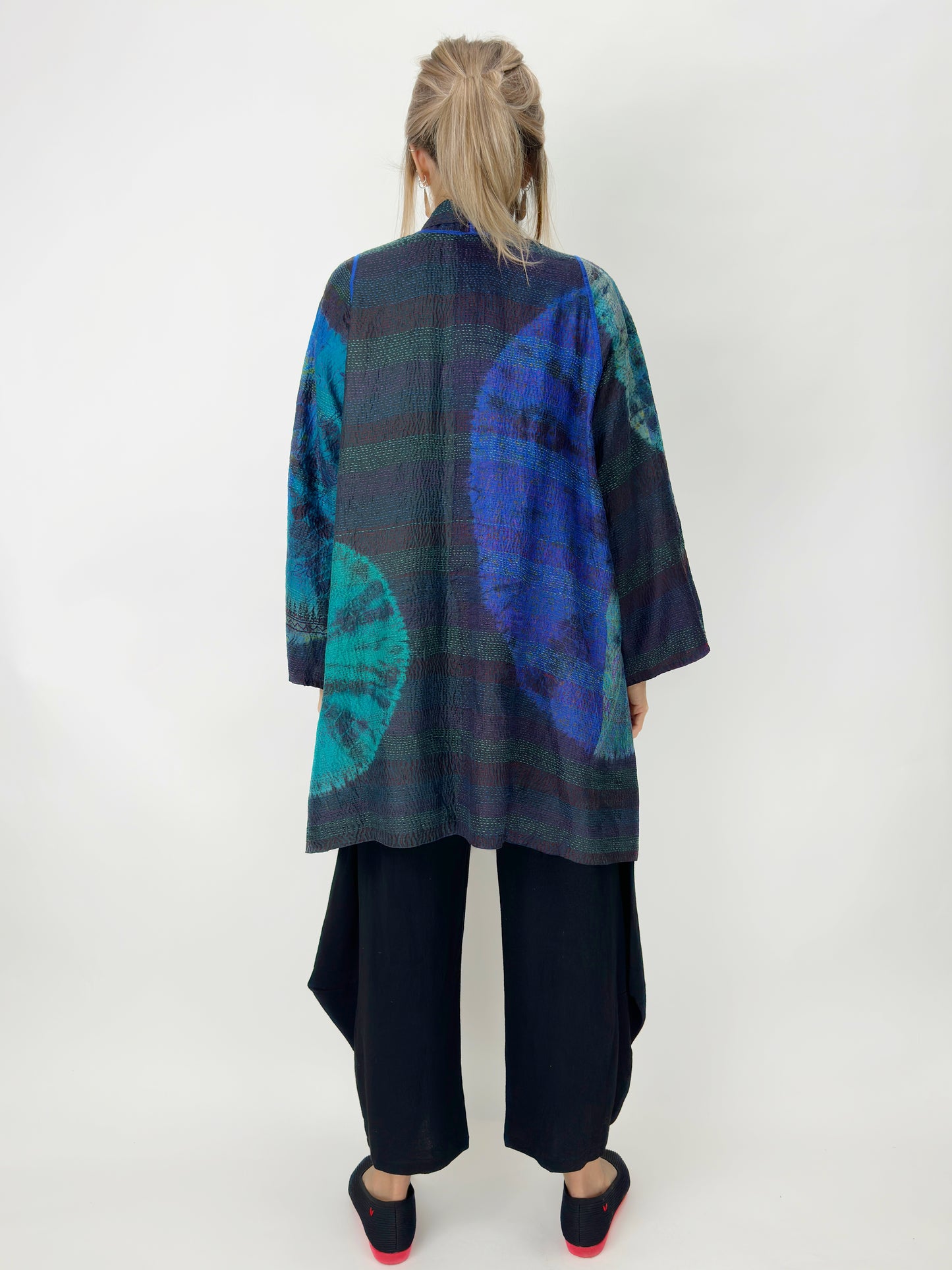 Mieko Mintz- Tie Dye Circle Shibori Kantha A-Line jacket