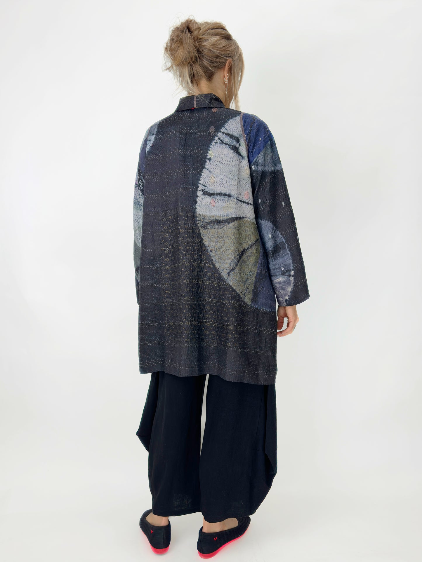 Mieko Mintz- Tie Dye Circle Shibori Kantha A-Line Jacket