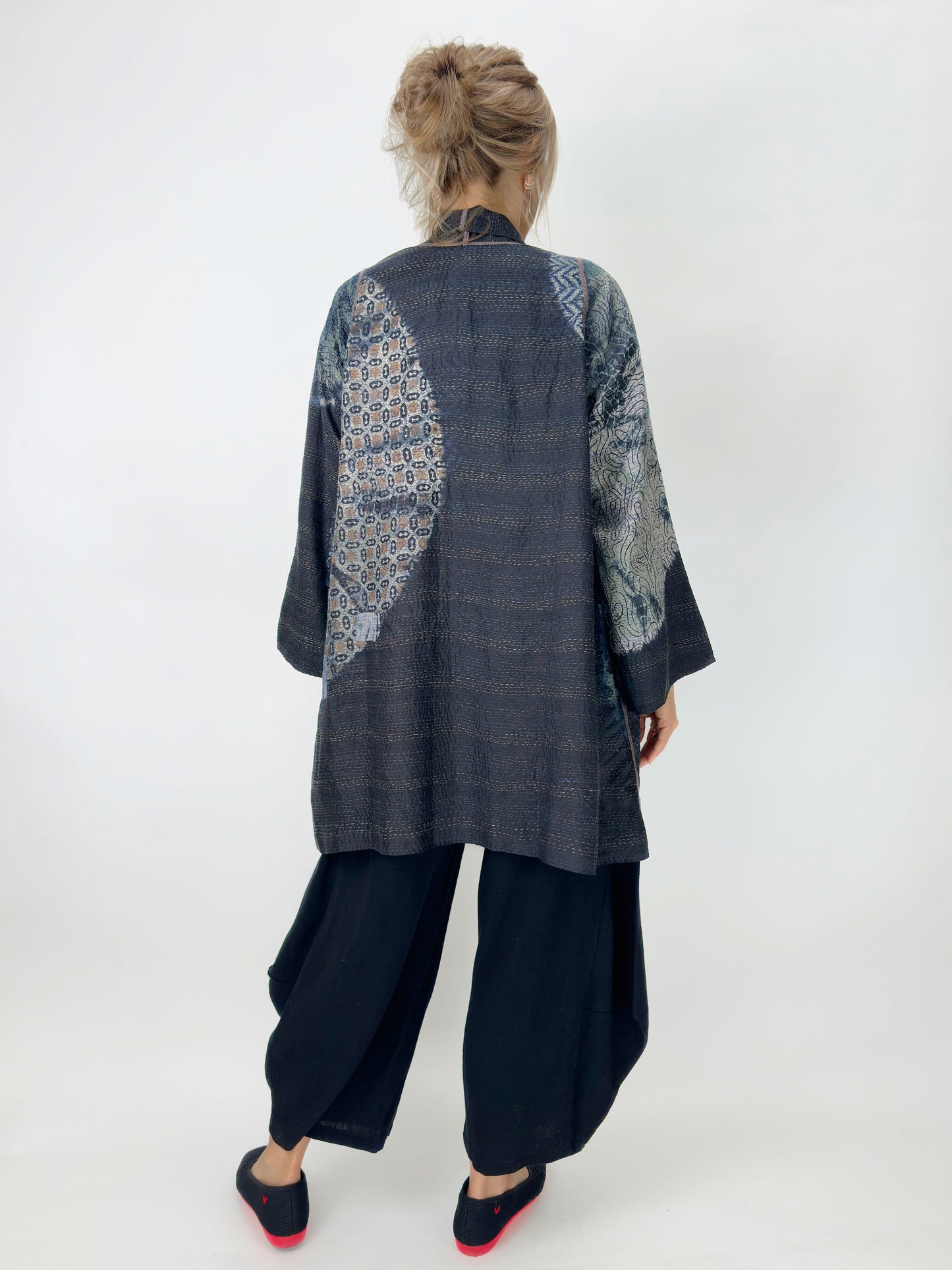 Mieko Mintz- Tie Dye Circle Shibori Kantha A-Line Jacket