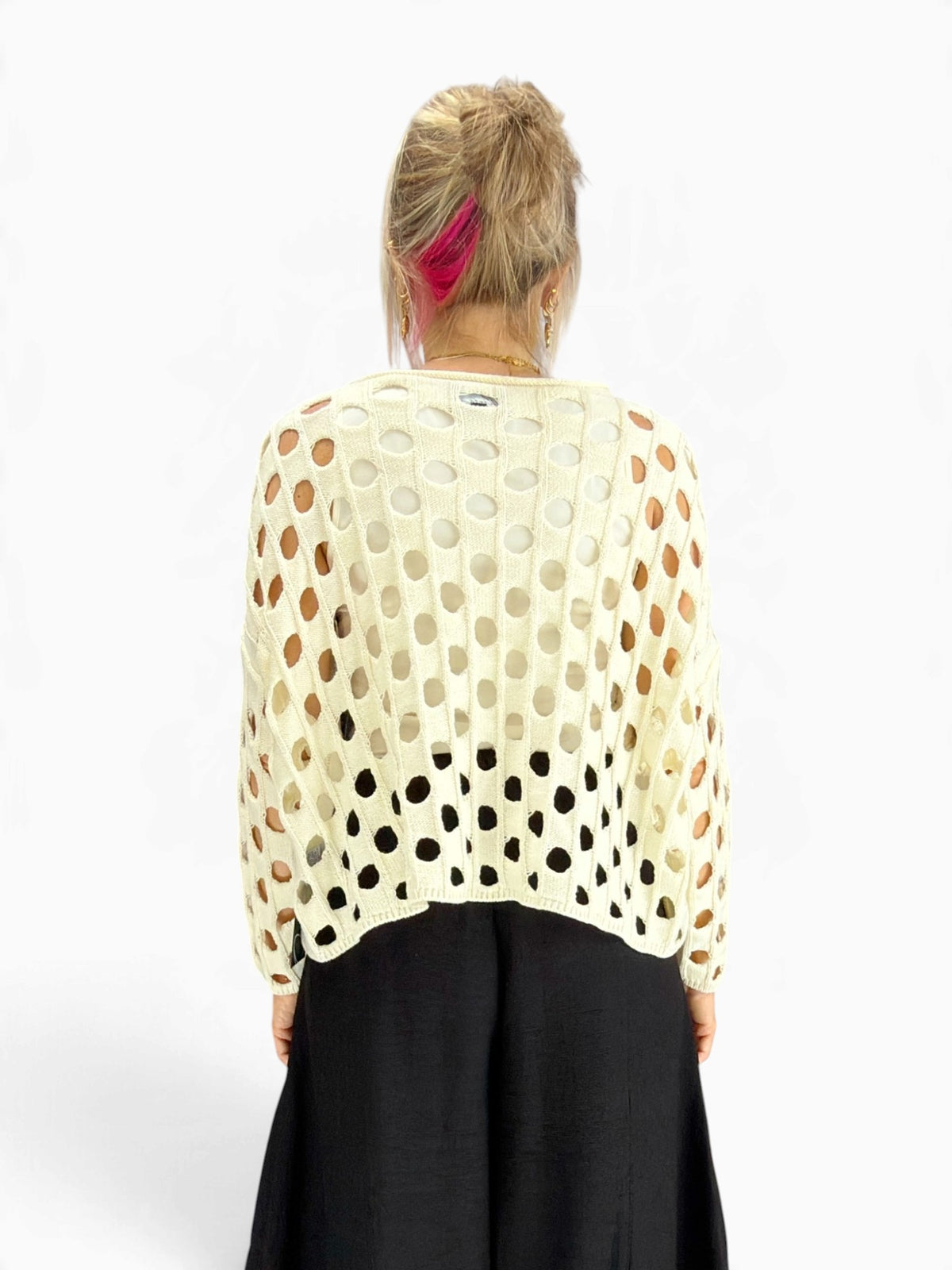 Olivia- Open Weave Cotton Chic Topper/ Cream