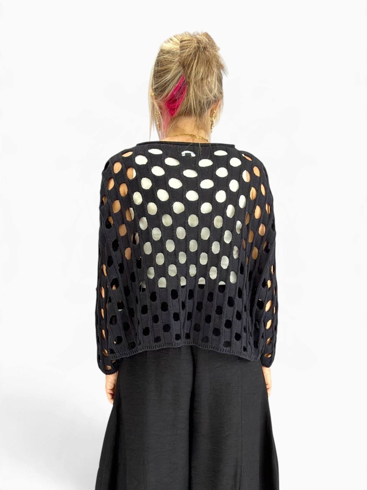 Olivia- Open Weave Cotton Chic Topper/ Black