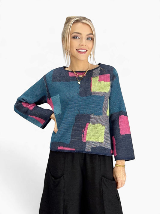 Olivia- Collage Swing Pullover Sweater