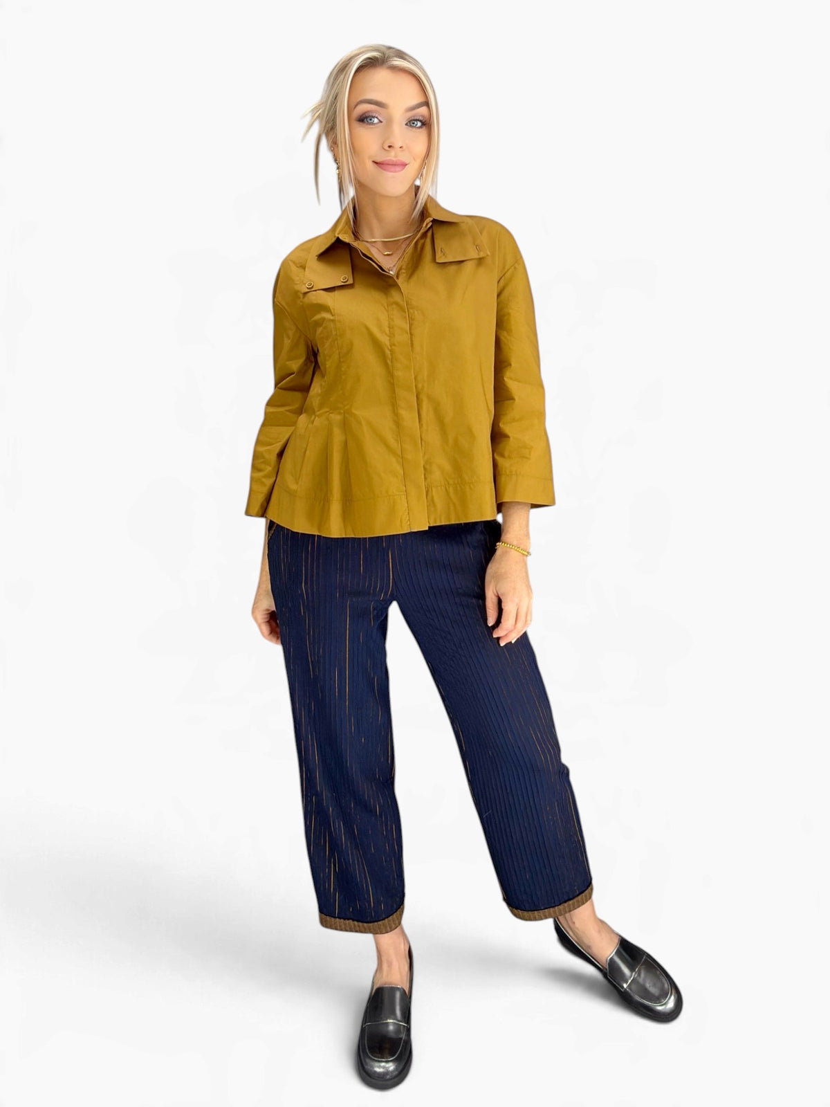 Ozai N Ku – Textured Pinstripe Knit Pants