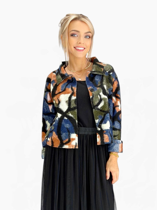 LUUKAA- Earth Print Cropped Jacket