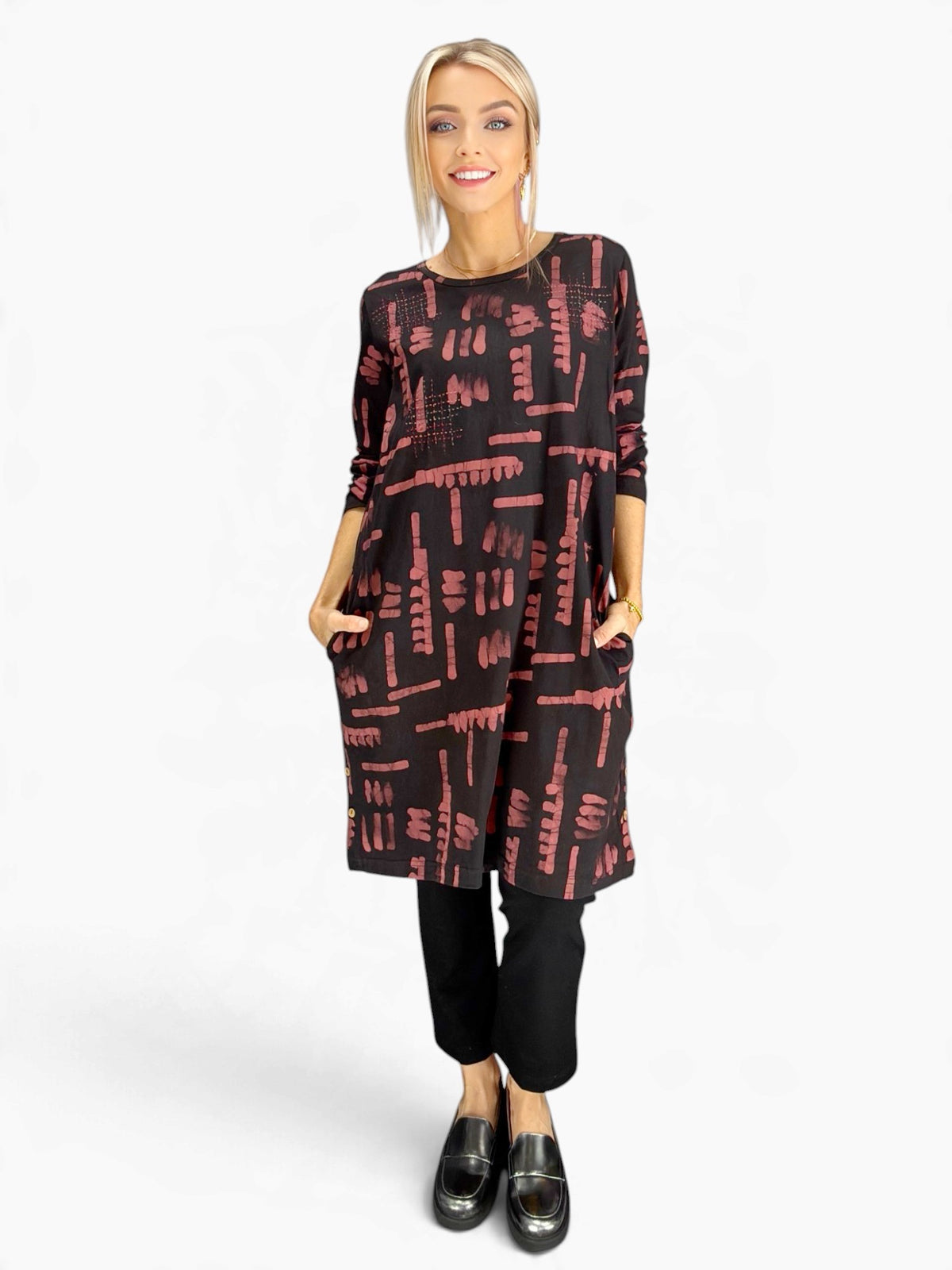 Handwork of India - Sujata Batik Print Jersey Tunic Dress