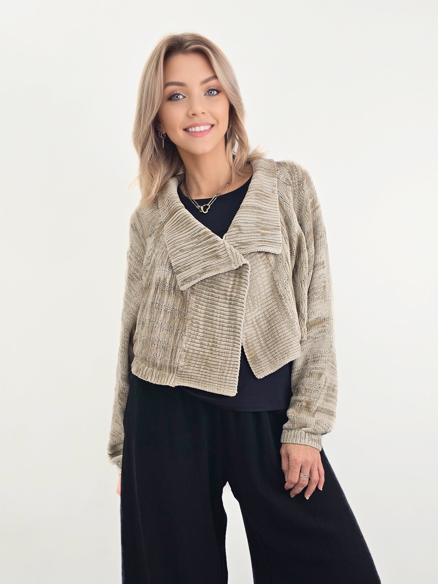 Cynthia Ashby- Salma Crop Sweater Cardigan