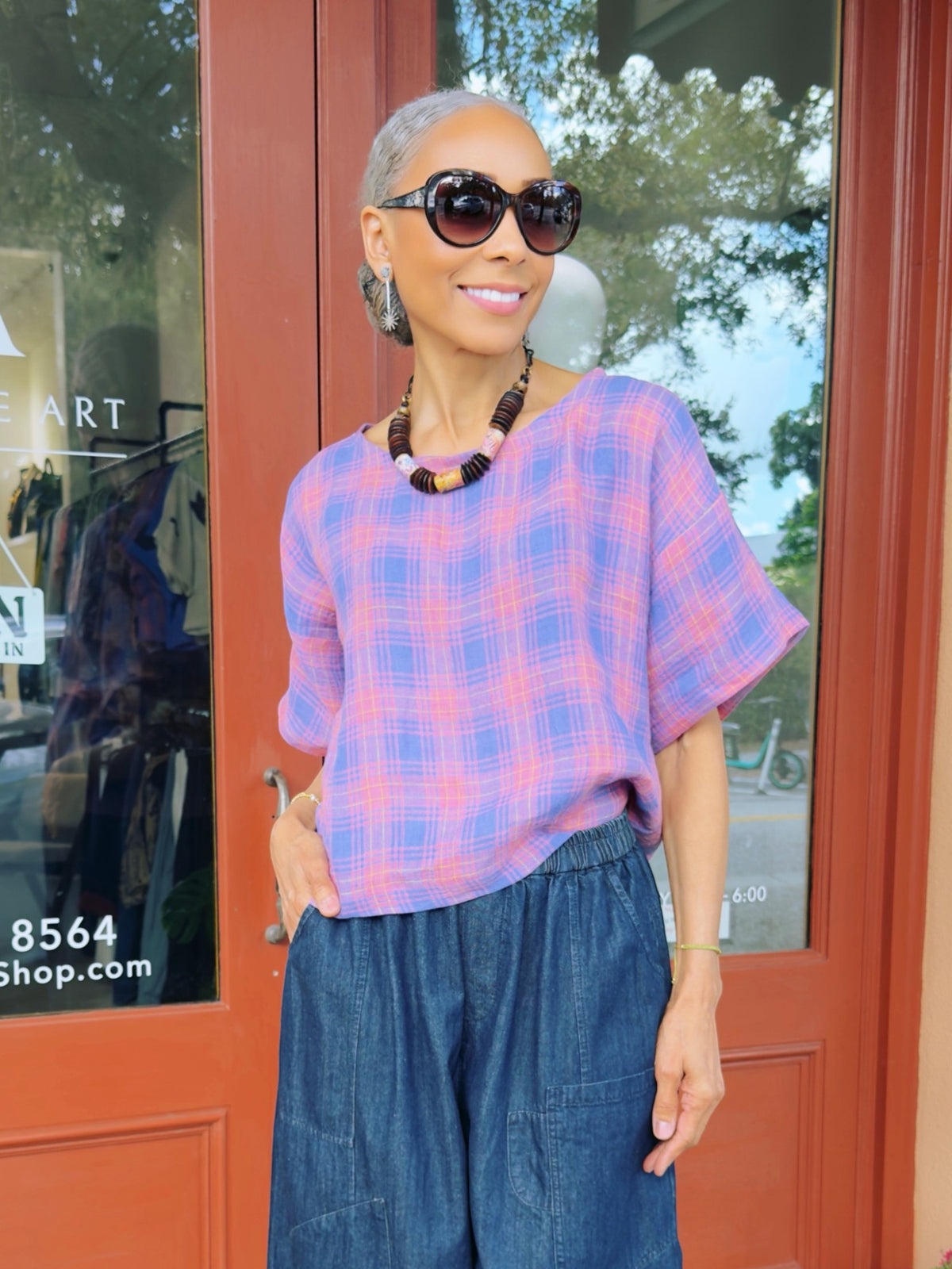 Joolee - Lilac check top