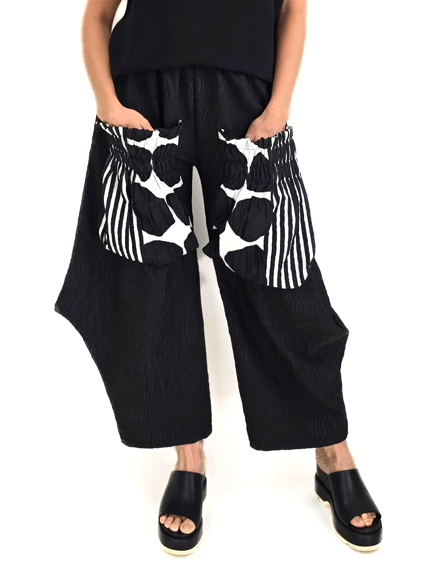 Heydari- Textured Pants with Statement Pockets