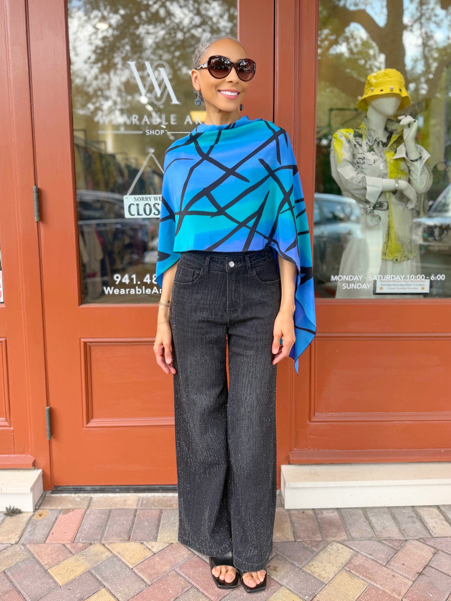 Productseeker - Rhinestone High Waist Wide Leg Jeans
